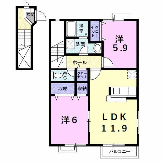 ヴァン・ド・メールＡ 201号室 間取り