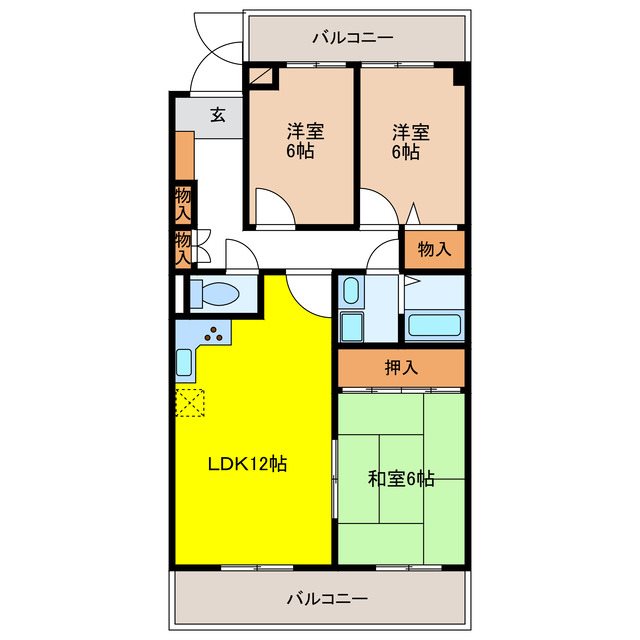 宝赤坪ハイツ 間取り図