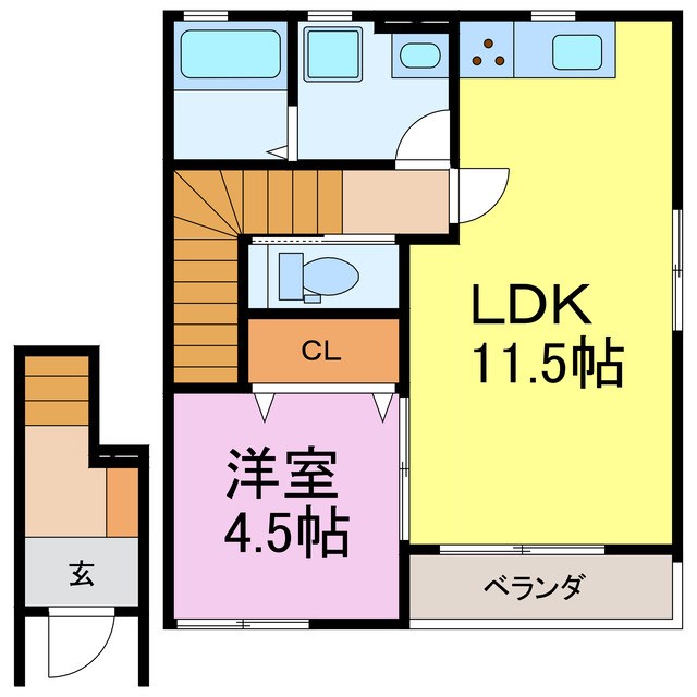 リーブルファイン新田町　2号棟 201号室 間取り