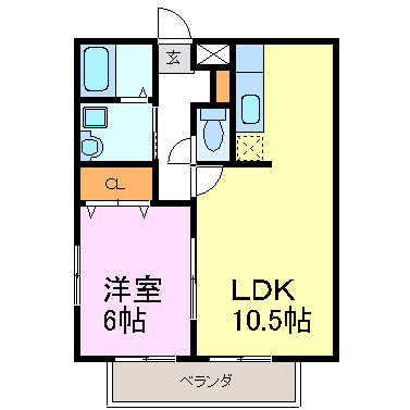 ミラコスタⅠ 201号室 間取り