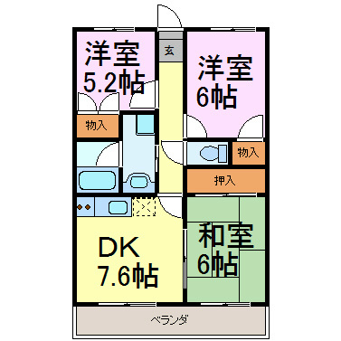 グランドール 306号室 間取り