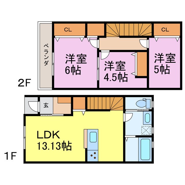 リーブルファイン六貫山 103号室 間取り