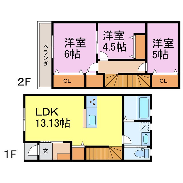 リーブルファイン六貫山 104号室 間取り