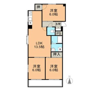 アールズコート 2C号室 間取り