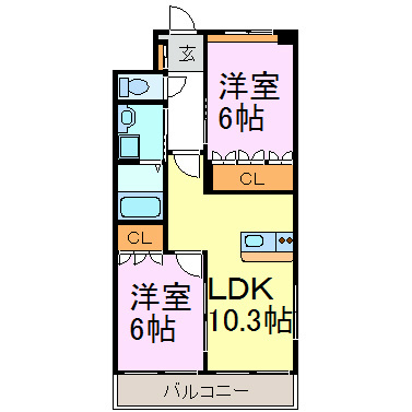 ハーモニーランド 101号室 間取り