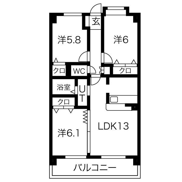 レジオンドヌール 203号室 間取り