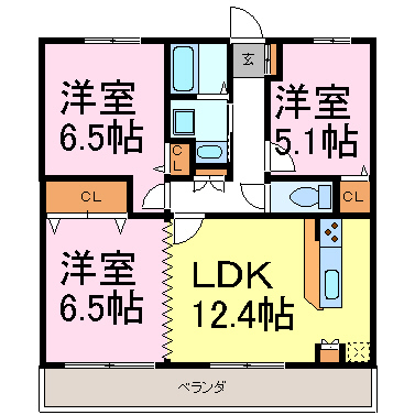 グランドソレイユ 205号室 間取り
