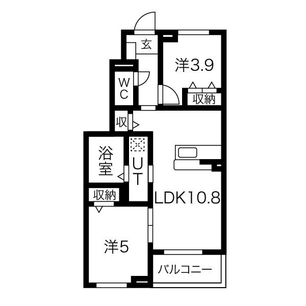ラ ヴァーグ ウエスト 101号室 間取り