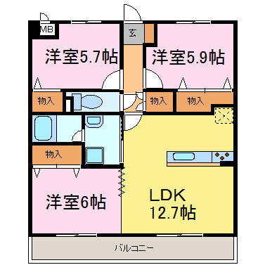 タウンコート 202号室 間取り