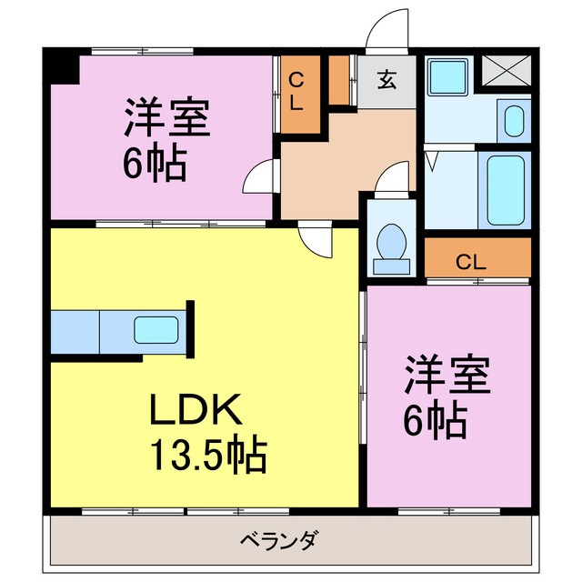 グロリアス 3C号室 間取り