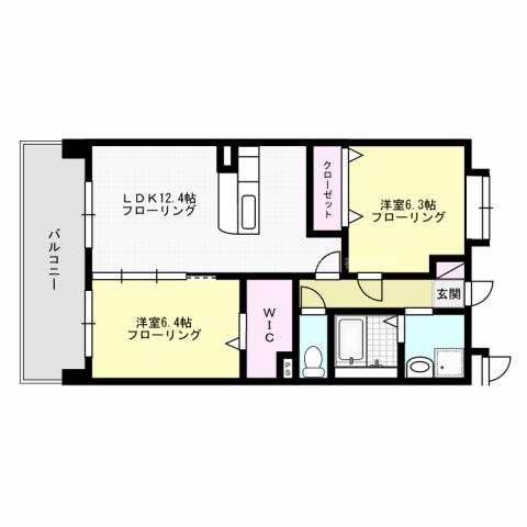 スカイシャトレ曰佐 406号室 間取り
