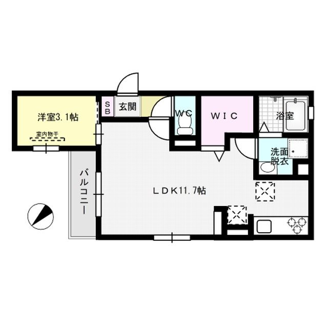 D-room下大利駅前 203号室 間取り