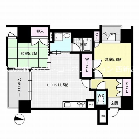 レジディア西新【Ａタイプ】  間取り