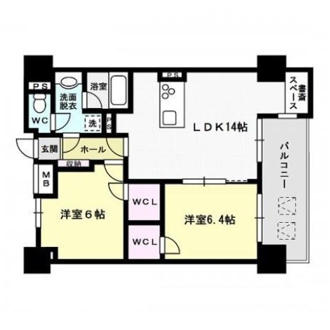 レジディア西新【Kタイプ】 間取り