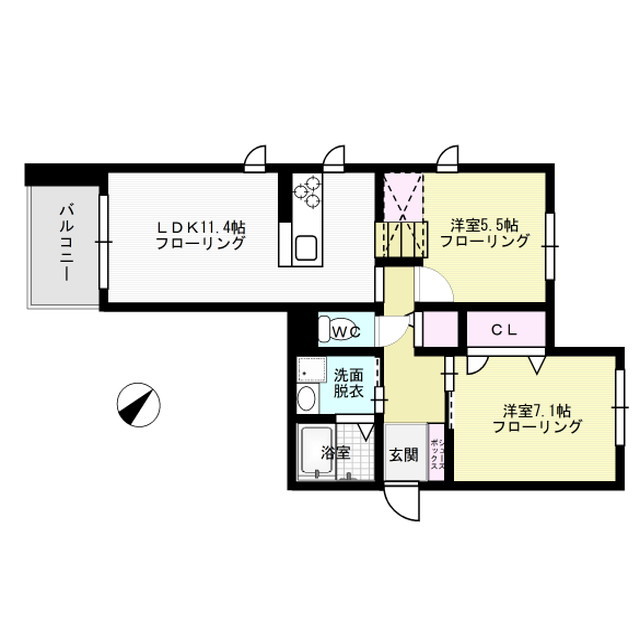 シャーメゾン六本松 203号室 間取り