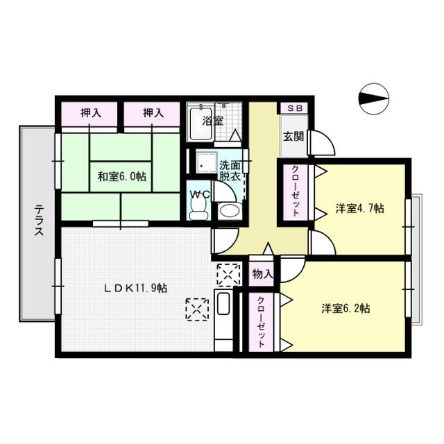 セジュールまどか 101号室 間取り