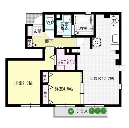 サンビレッジ紅葉ヶ丘 101号室 間取り