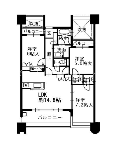 サングレート薬院駅ロイヤルウィン 1309号室 間取り