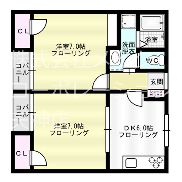 アーバンアローズ地行 102号室 間取り