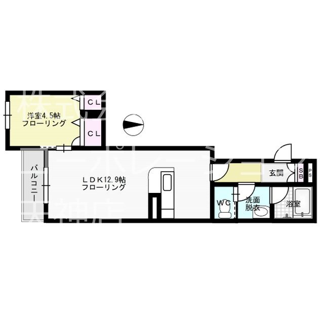 Green Scent　六本松 102号室 間取り