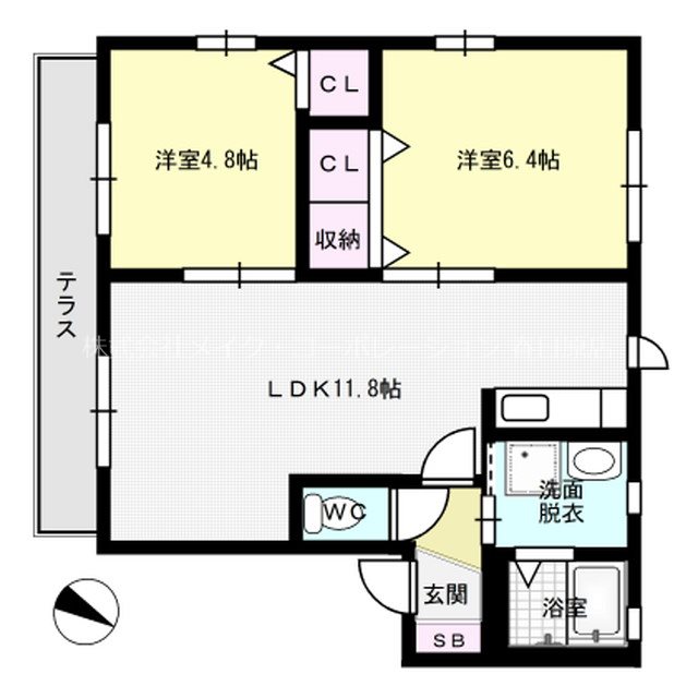 天神山筑紫館B棟 101号室 間取り