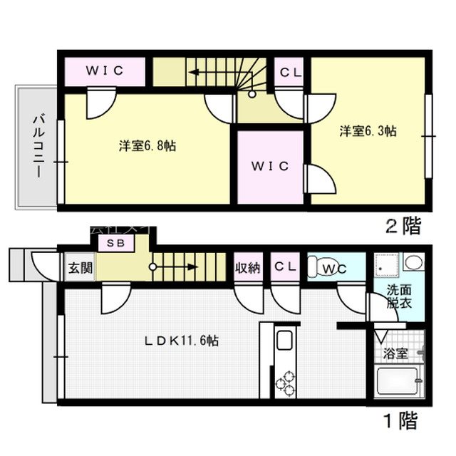 ショコラステージ曰佐 2号室 間取り