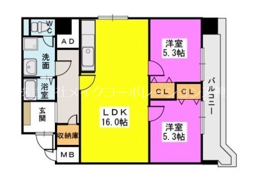 白金オークマンション 401号室 間取り