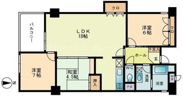 ベルメゾン唐人町 404号室 間取り