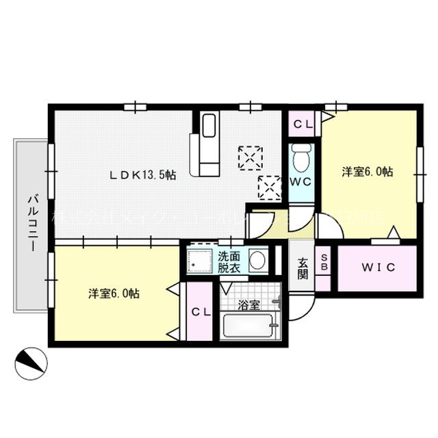 セジュールトリニテB棟 間取り図