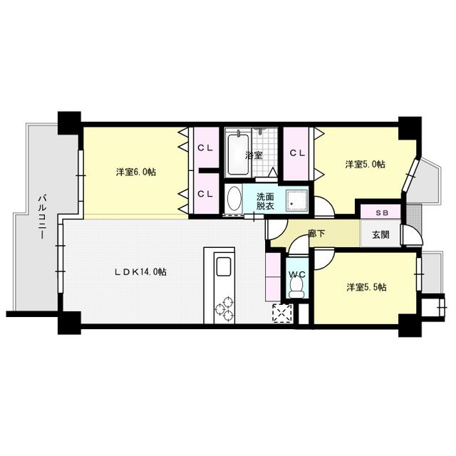 コーポランド春日原 702号室 間取り