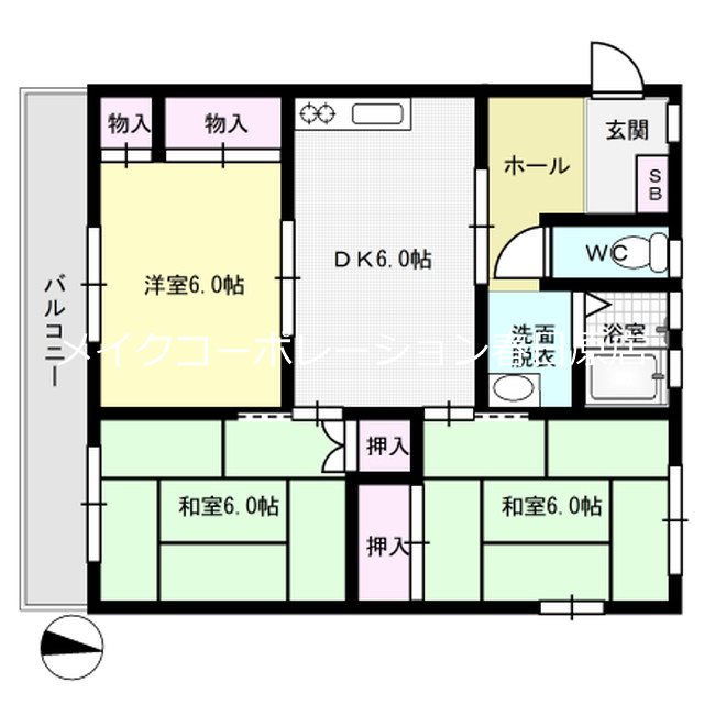 パルデンス春日公園 206号室 間取り