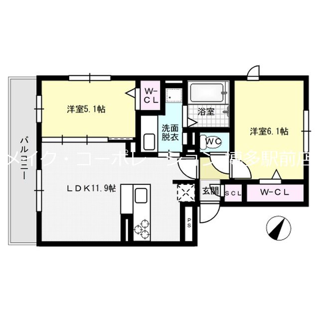 D-roomパークサイド吉塚 間取り