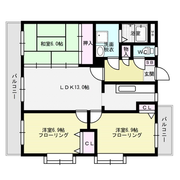 ハイネス博多南 401号室 間取り