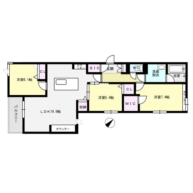 シャーメゾン美しが丘 203号室 間取り