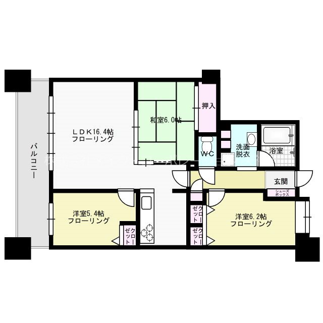 コスモ唐人町パークビュー 間取り