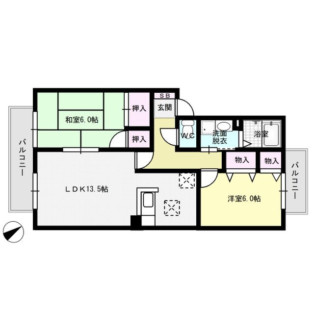 セジュール白水 103号室 間取り