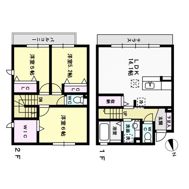 エスペランサ惣利B棟 101号室 間取り