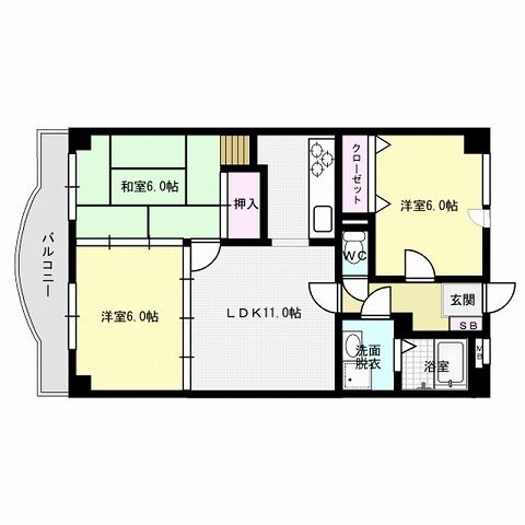 ブライトヒルズ小田部 間取り