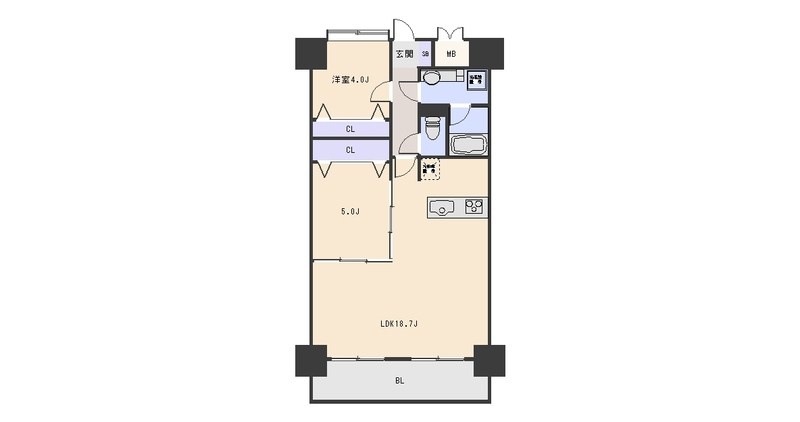 コモダスパッソ天神 1208号室 間取り