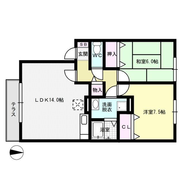 エクセラン 102号室 間取り