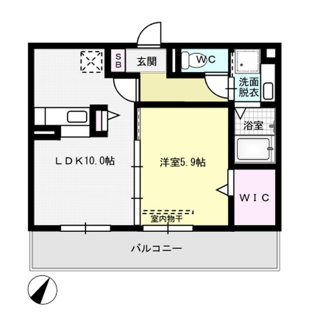 D-room博多麦野　壱番館 A102号室 間取り