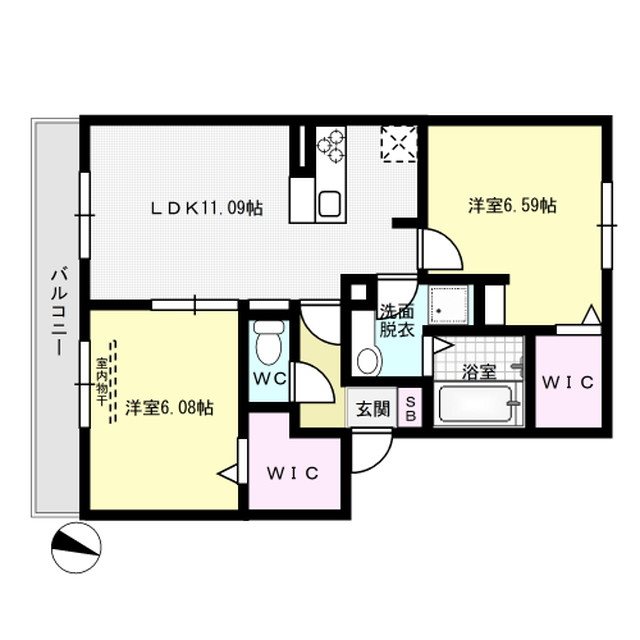 プレシボヌール弥永 302号室 間取り