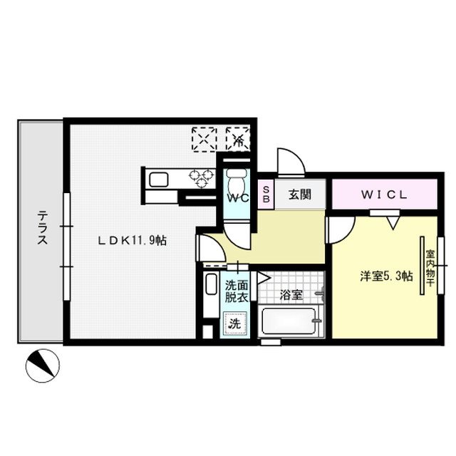D-room白木原 101号室 間取り