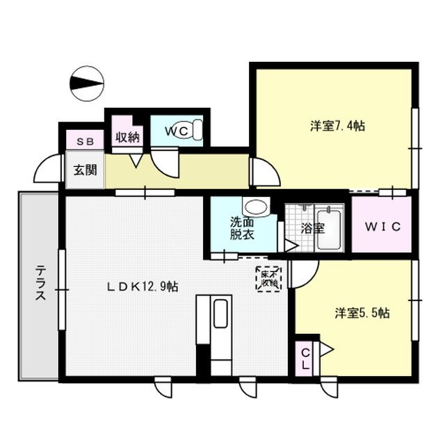 プリムローズヤヒロB棟 102号室 間取り