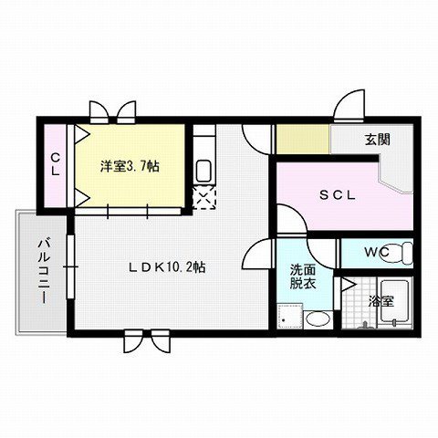 ワードローブ次郎丸~ネット無料~ 間取り