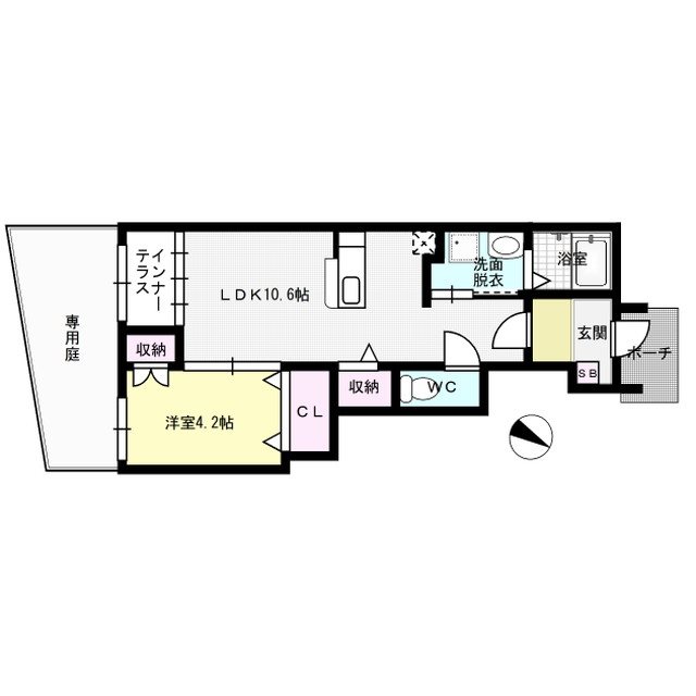 シャルール 102号室 間取り