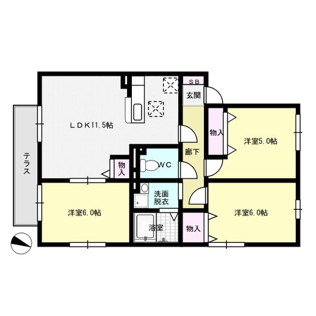 レゾネイト野間 101号室 間取り