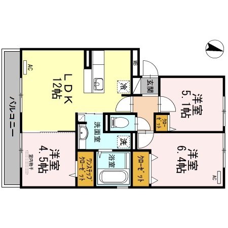 Ott's南片江 A棟 間取り