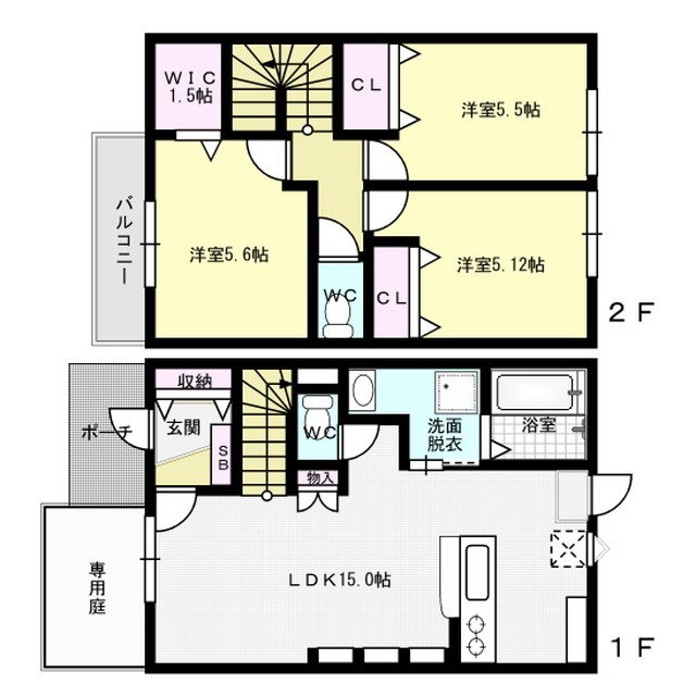 Bella Vita E号室 間取り