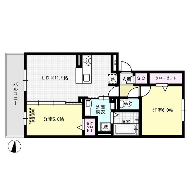 グラースT 206号室 間取り